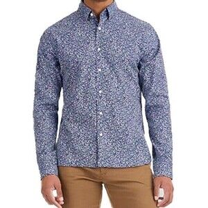 Van Heusen Men's Classic Stain Shield Long Sleeve Dress Shirt Blue Large NWT